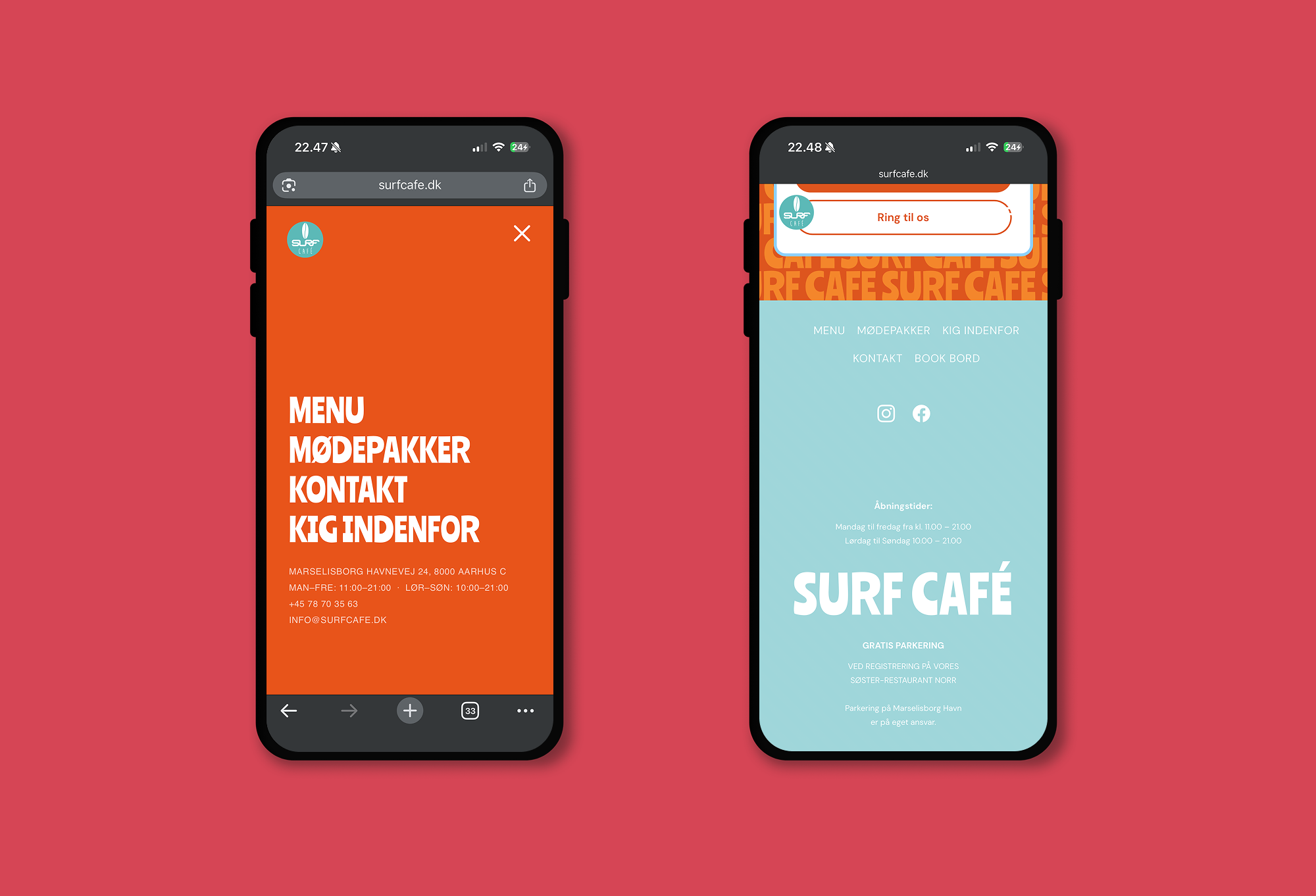 Surf Cafe navigation